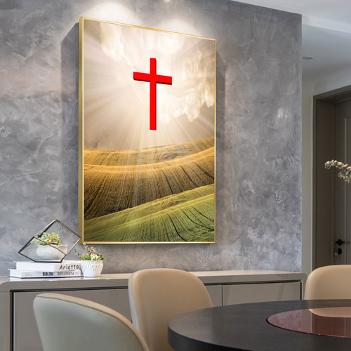 现代简约客厅十字架装饰画入户玄关挂画卧室床头画餐厅书房墙壁画