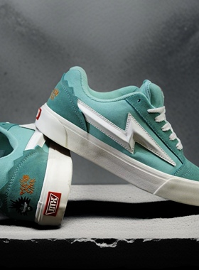 Knu skool闪电鞋美式街头面包鞋绿色爆炸头刺绣休闲低帮板鞋男女