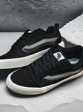 复古休闲鞋美式街头胖胖面包鞋kun skool黑灰色运动板鞋低帮男女