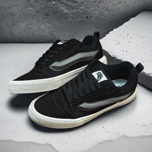 skool黑灰色运动板鞋 复古休闲鞋 kun 街头胖胖面包鞋 低帮男女 美式