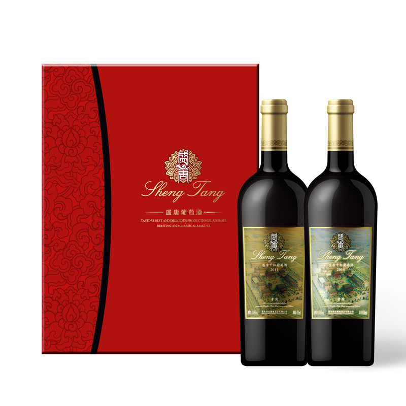 满199减20盛唐 贵宾双支礼盒干红+干白葡萄酒烟台蓬莱酒庄酒