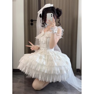 芭蕾风白色花嫁jsk连衣裙 樱花集原创设计Lolita洋装 小天使