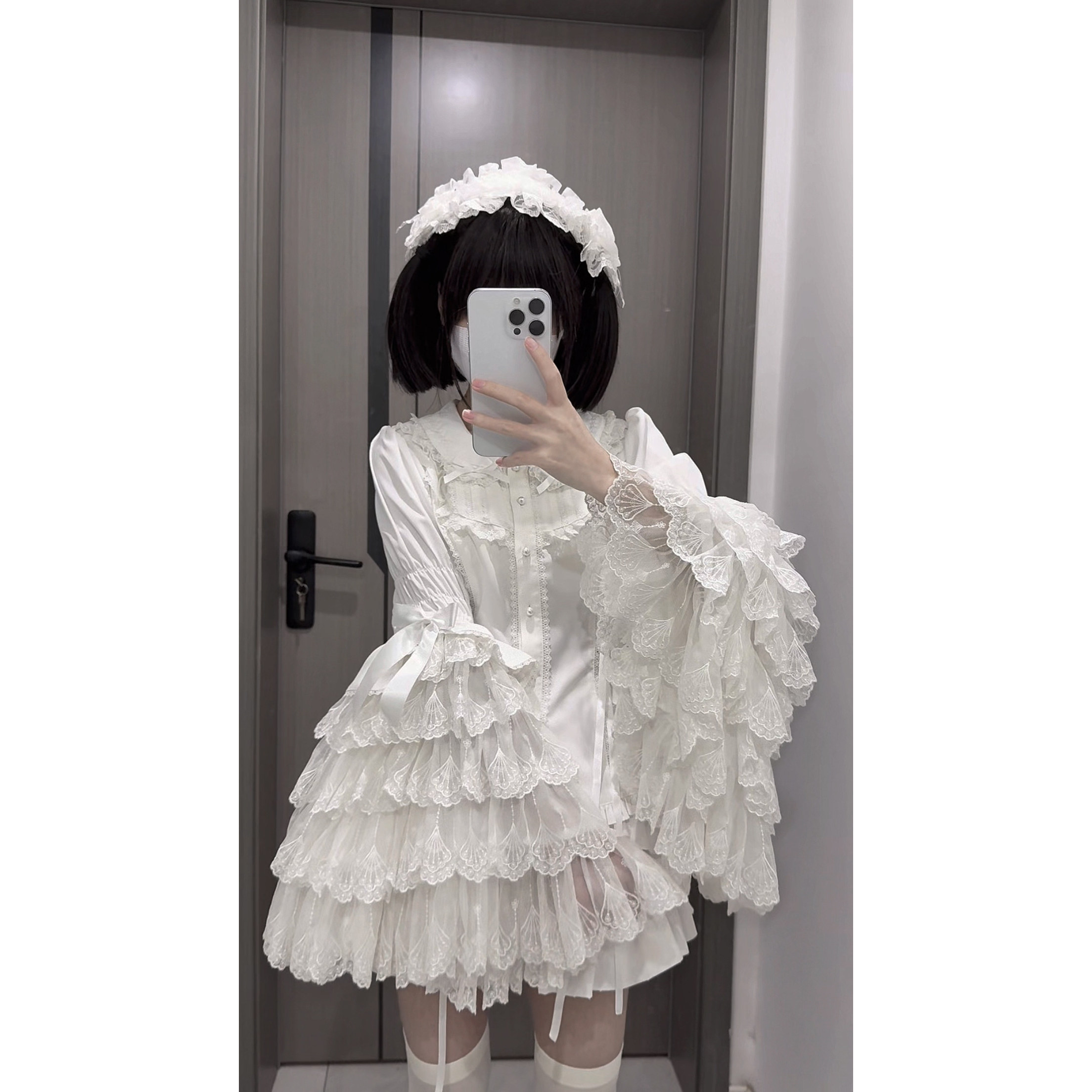 【樱花小贝】樱花集原创设计Lolita蕾丝doll感华丽古早姬袖衬衫图片