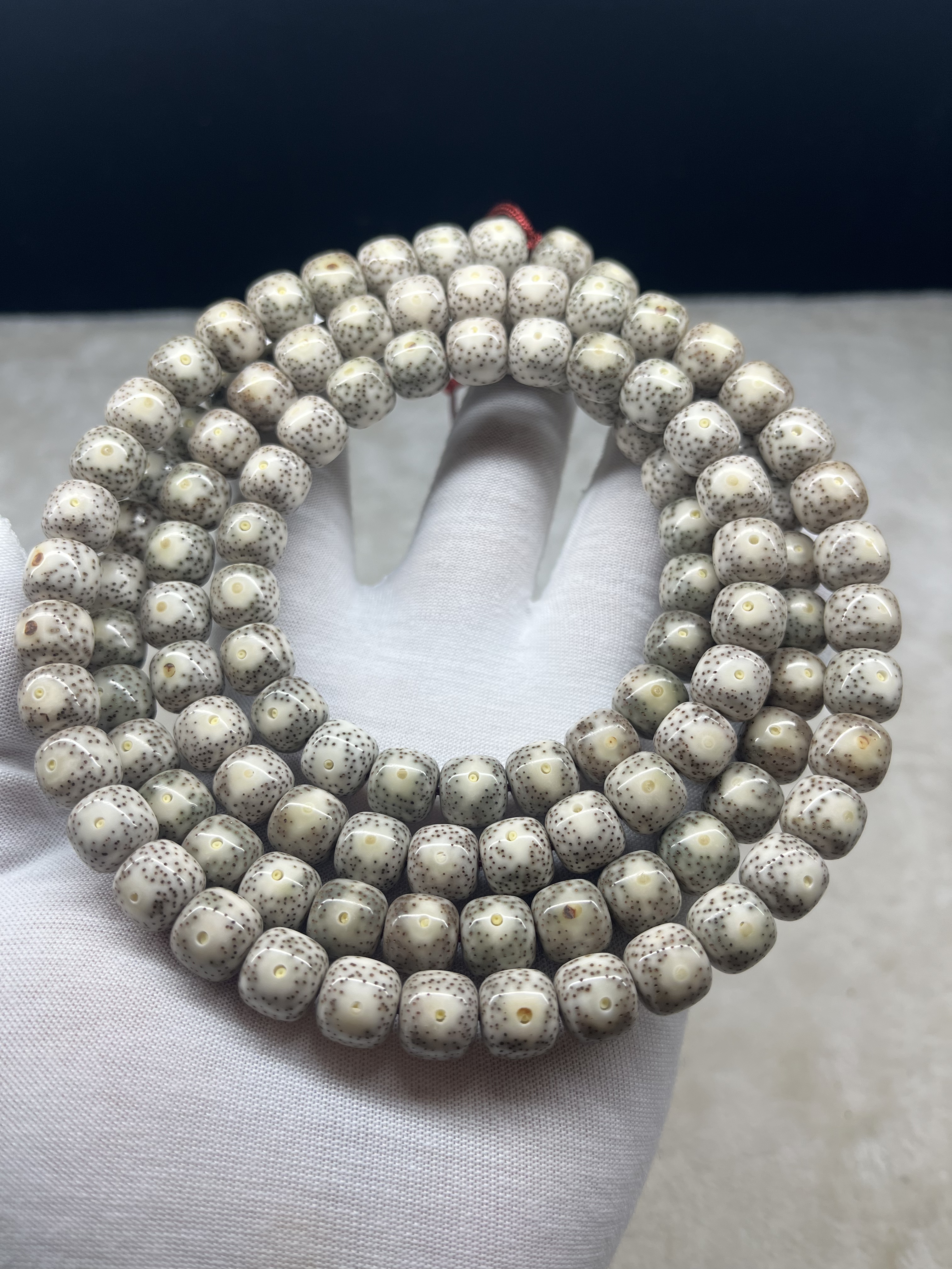 星月菩提同枝石玉骨瓷白11双留白项链手串