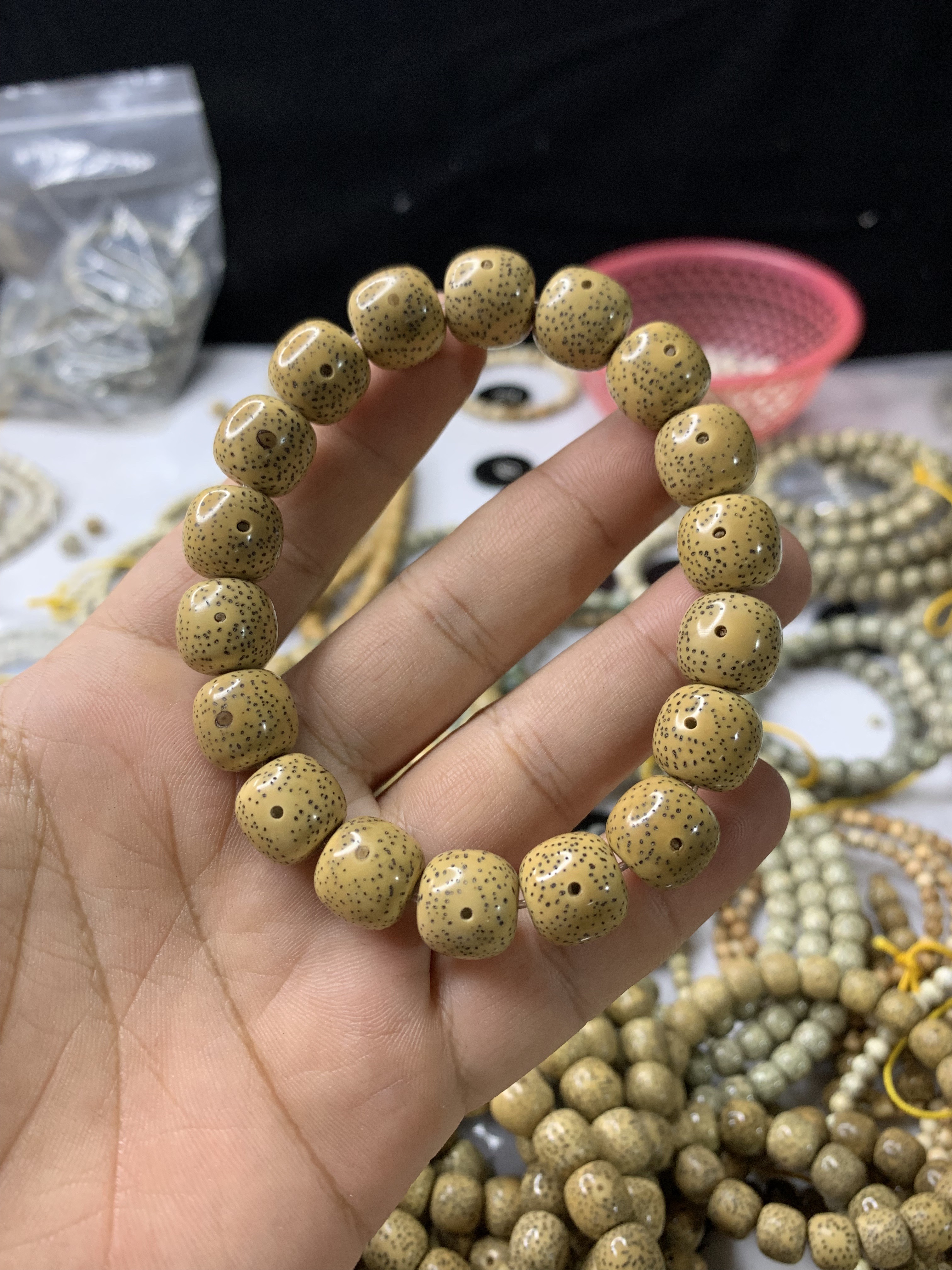 海南干磨原生态星月菩提老型桶单圈男女手串