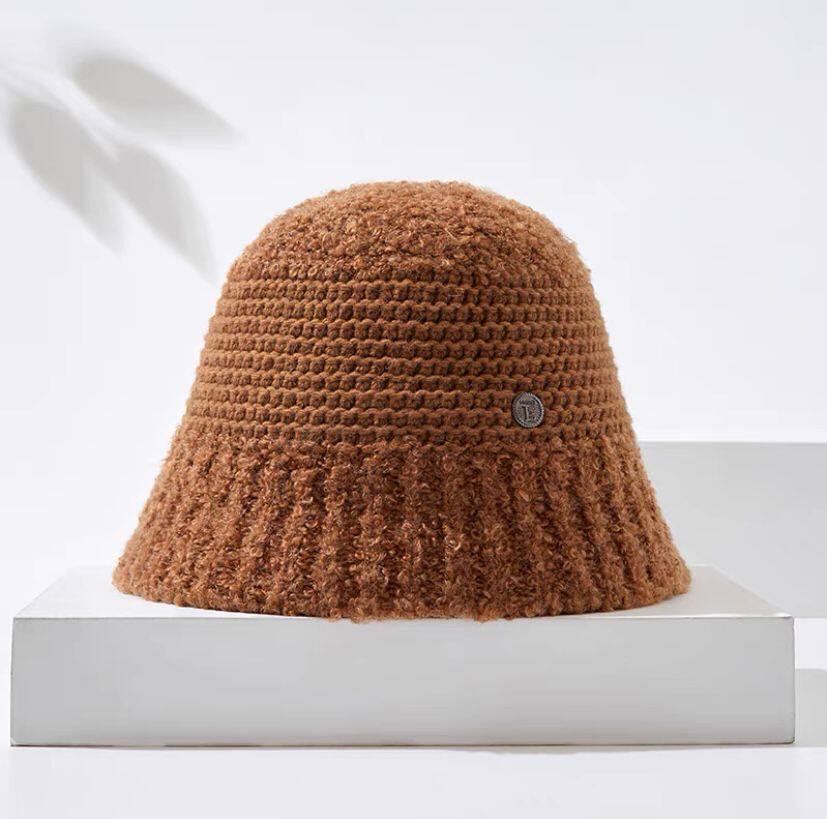 日系复古针织羊毛混色渔夫帽子