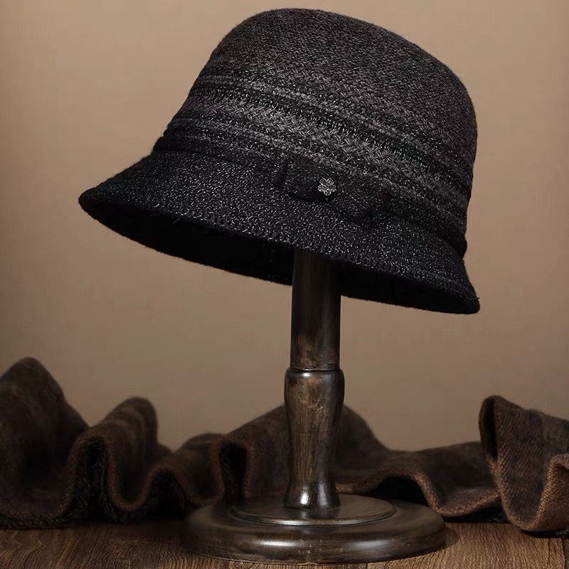 2025秋冬新款中老年人帽子女妈妈时尚百搭渐变色英伦气质圆顶盆帽