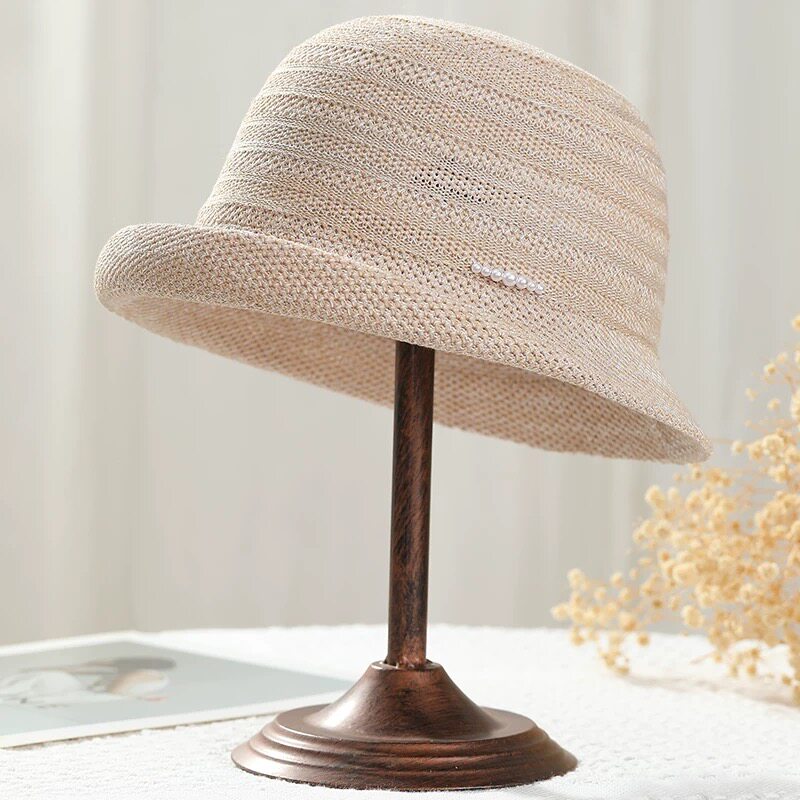 小翘檐防晒帽子女妈妈奶奶中老年户外遮阳盆帽春夏透气舒适渔夫帽