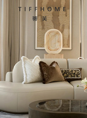 TIFFHOME南洋老钱风白色刺绣云纹花边方枕沙发抱枕别墅客厅靠垫套