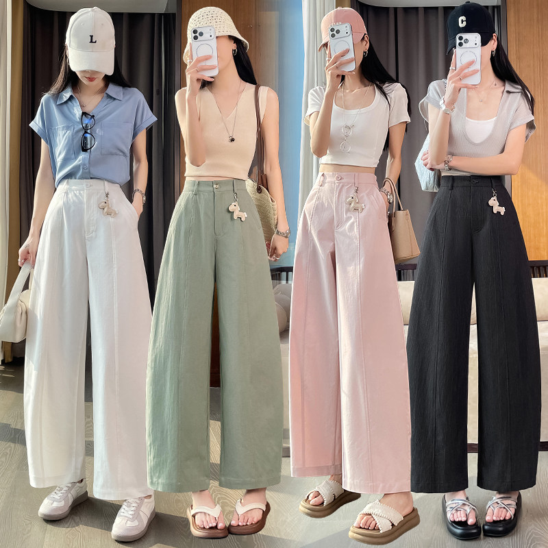 实拍九分弯刀裤小马挂饰速干工装阔腿裤女2026春夏新款休闲裤显瘦