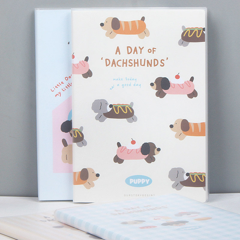 初品胶套笔记本子文具B5大号可爱卡通横线日记事手账本快乐腊肠狗