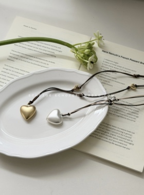 ECHOZOE心动信号爱心吊坠项链小众设计感高级锁骨链毛衣链长链