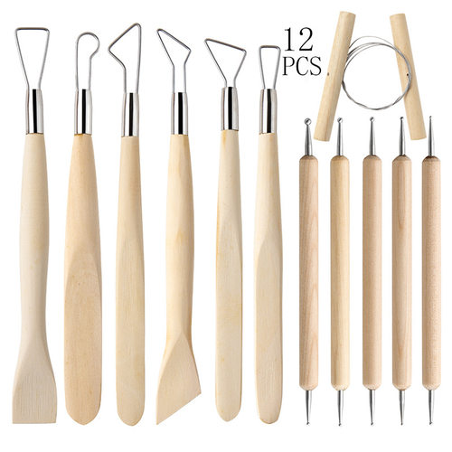 陶艺工具12件套装粘土雕刻刀艺术割泥器DIY手工制作点钻笔