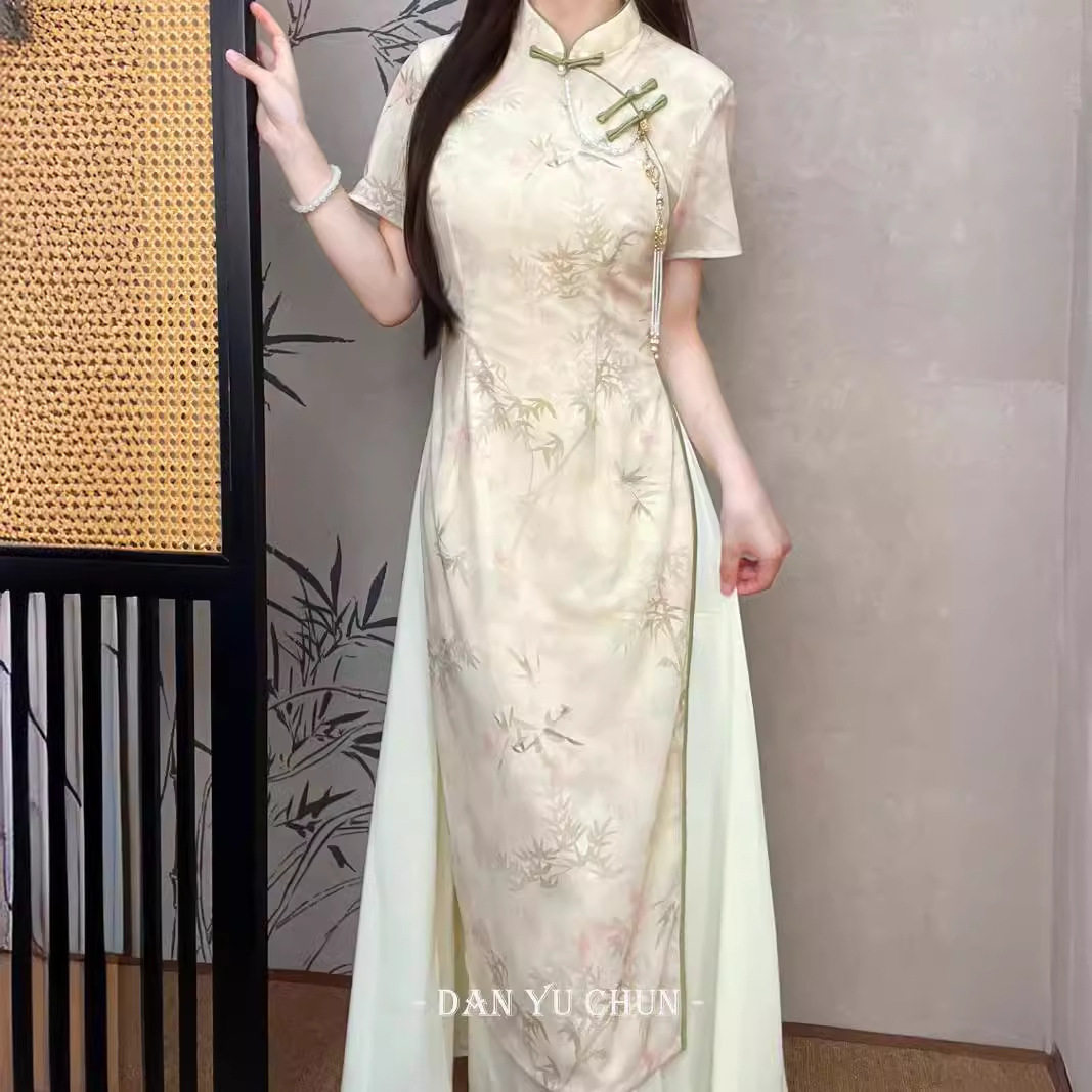 奥黛旗袍2026新款夏季改良年轻款少女茶服新中式日常可穿遮肉显瘦