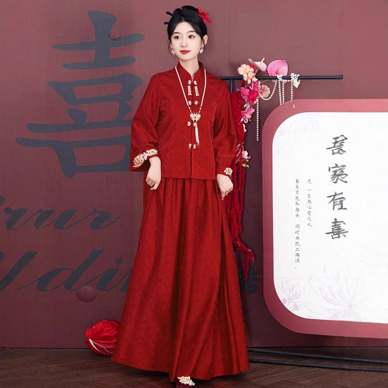 敬酒服新娘红色套装订婚衣服2026新款新中式秀禾服婚服结婚礼服