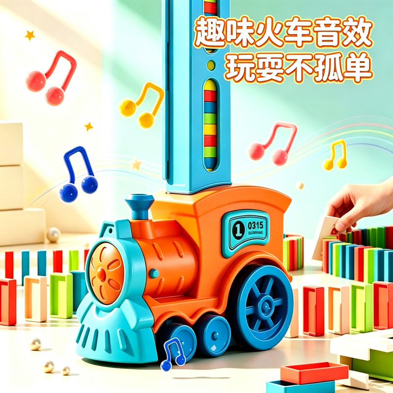 儿童多米诺骨牌小火车玩具电动自动投放宝宝益智亲子互动生日礼物