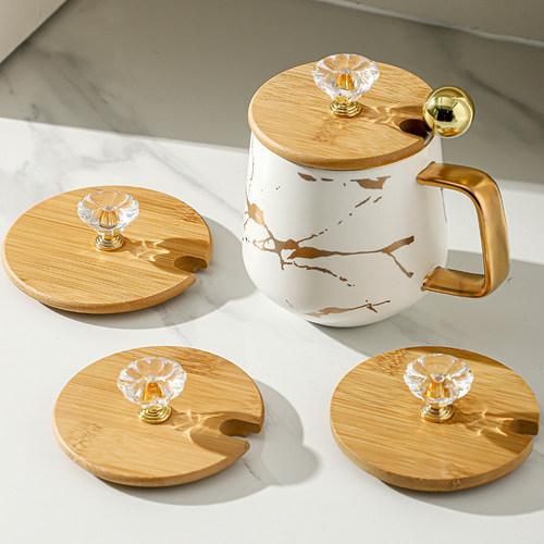 雏菊竹木杯盖通用大口径茶洗盖子