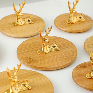 竹木盖大口径通用马克杯盖子单卖创意陶瓷茶杯配盖家用茶洗防尘盖