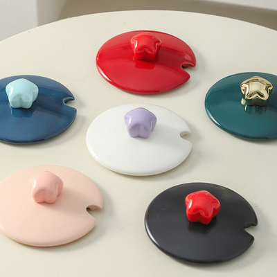 陶瓷杯盖子带勺口通用防尘盖单卖