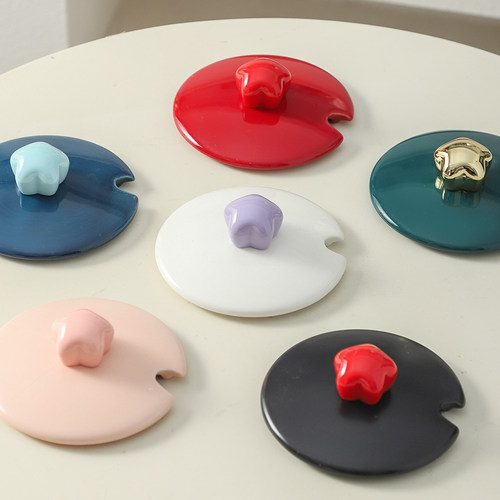 陶瓷杯盖子带勺口通用防尘盖单卖