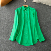 单排扣衬衫 春秋外贸韩版 宽松显瘦 翻领长袖 新款 休闲时尚