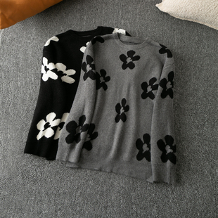 新款 圆领长袖 时尚 休闲舒适百搭 套头毛线衣 气质 春秋外贸韩版