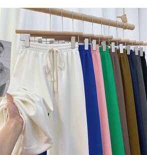 子 长裤 春夏新款 立体剪裁松紧腰平腹收腰显瘦无敌垂感休闲裤