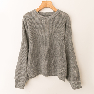 圆领长袖 春秋外贸韩版 宽松显瘦 保暖舒适 套头毛线衣 新款