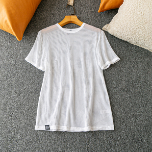 外贸韩版 圆领短袖 新款 外穿搭配 套头网眼上衣 百搭减龄 夏季
