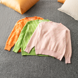 新款 圆领长袖 时尚 减龄百搭 套头毛线衣 气质 春秋外贸韩版