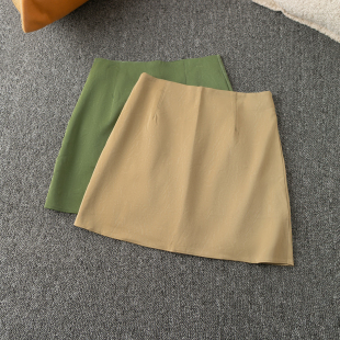 新款 短款 时尚 简约休闲百搭 半身皮裙 气质 春秋外贸韩版
