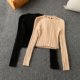 百搭 时尚 青春减龄 短款 套头毛线衣 春秋外贸韩版 圆领长袖 新款