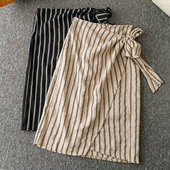 经典 春秋外贸韩版 温柔百搭时尚 气质高级 条纹半身裙 新款