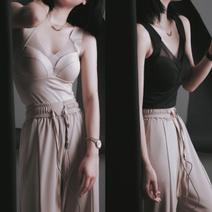 冰丝无痕背心女轻薄显瘦带胸垫免穿文胸吊带打底无袖 JP665 外穿K