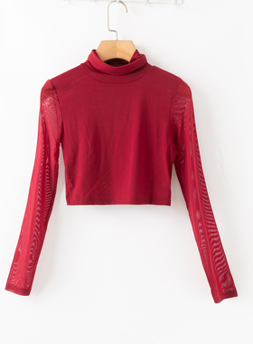 春秋外贸韩版新款 休闲简约  百搭舒适  短款高领长袖套头衫006-2