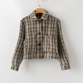 翻领长袖 春秋外贸韩版 单排扣上衣 通勤百搭 短款 新款 简约休闲