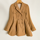 翻领长袖 春秋外贸韩版 休闲时尚 百搭简约 双排扣风衣外套 新款