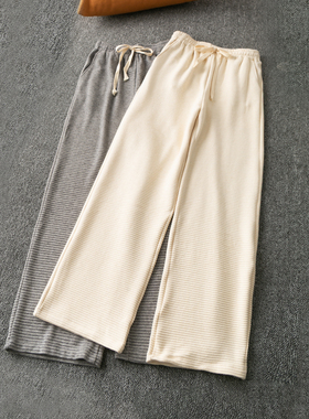 春秋外贸韩版新款   青春流行   时尚气质  系带松紧腰直筒长裤