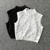 外贸韩版 套头蕾丝衫 新款 显瘦 夏季 中领无袖 休闲简约 短款 2208