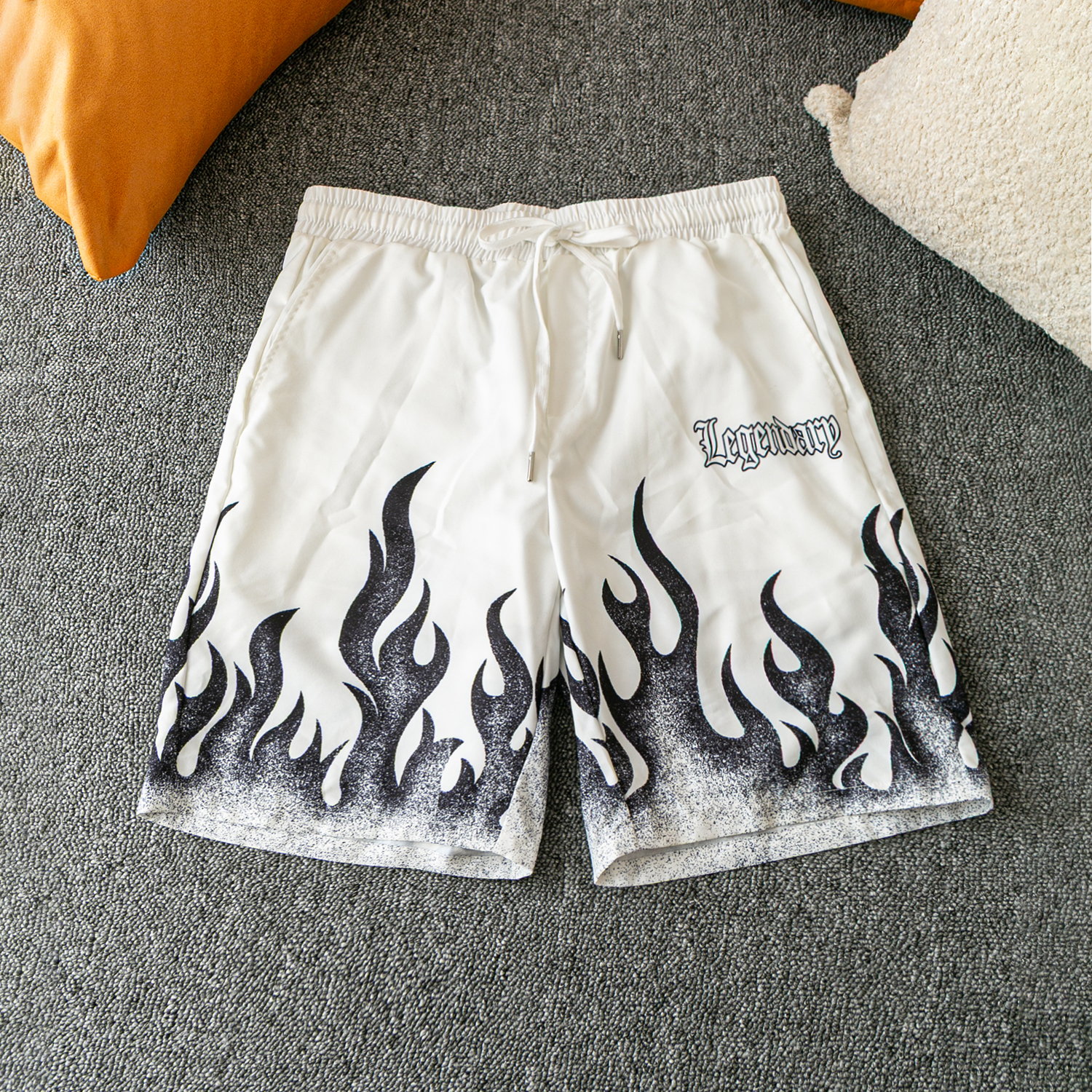 百搭休闲印花系带松紧腰短裤