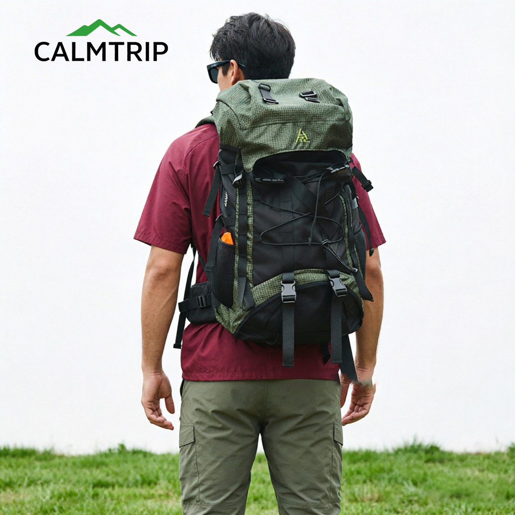 CALMTRIP大容量潮旅行包男士户外55L登山包防水徒步露营行囊包