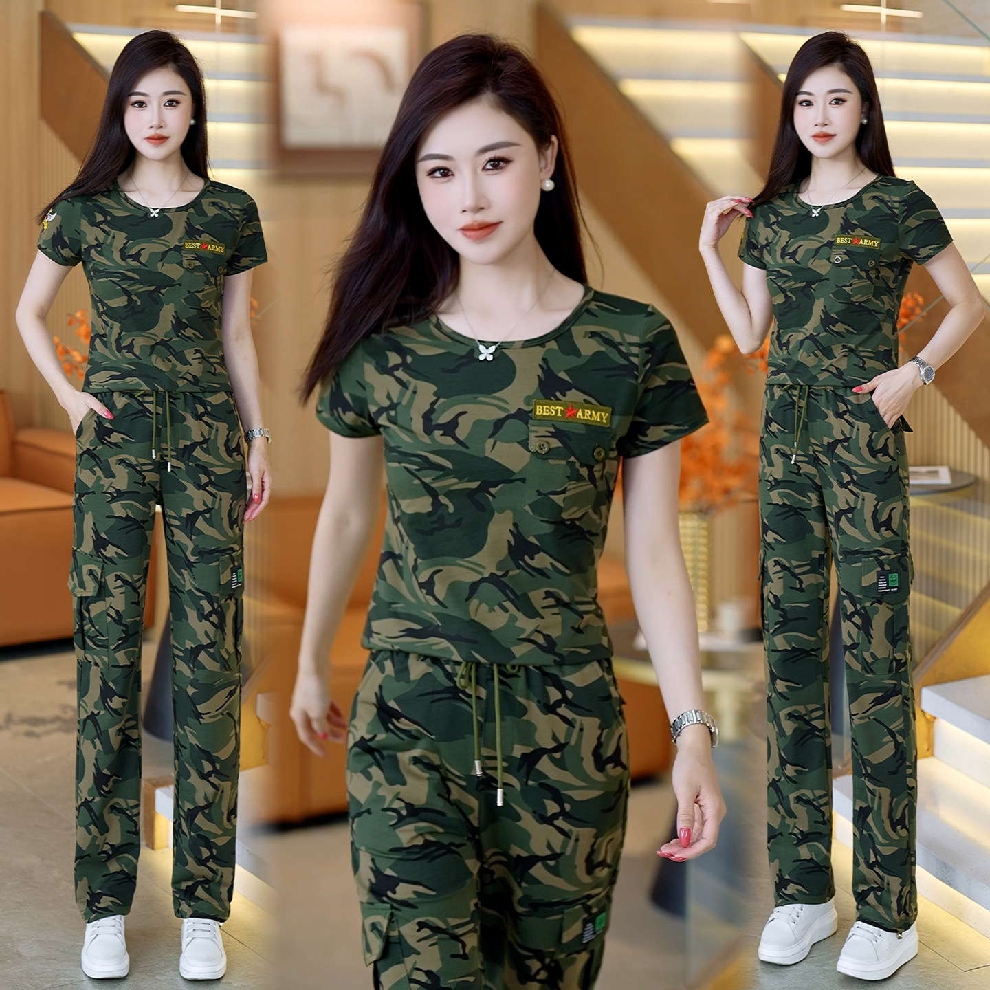 高档女士迷彩服套装薄款迷彩服