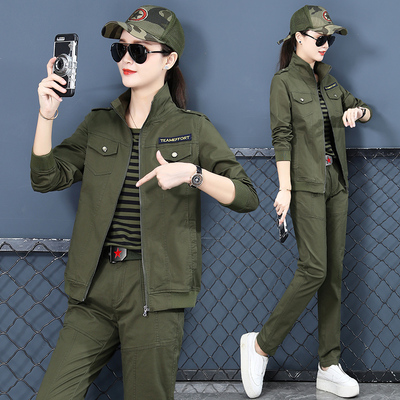 迷彩服套装女装春秋款女