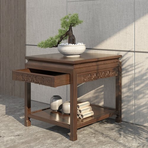 实木边桌老榆木沙发边几