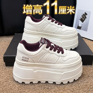 内增高小白鞋女2025新款百搭超火配裙子小个子夏季爆款厚底板鞋潮