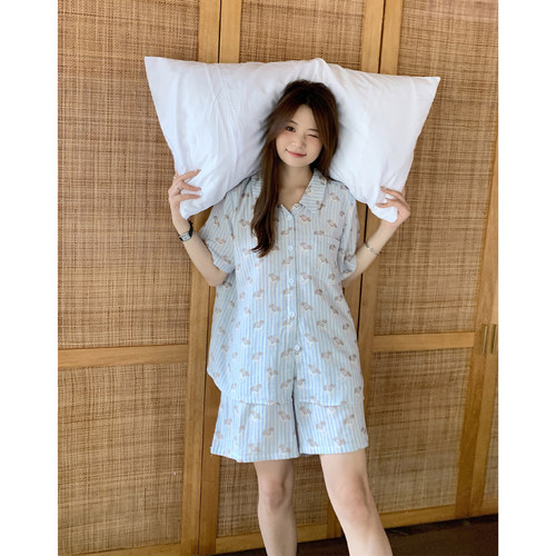 ALIN大码家居2024新款胖mm小狗卡通睡衣女夏可爱200斤纯棉家居服