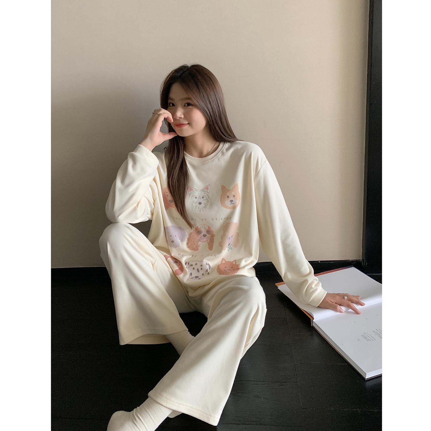 ALIN大码家居2025新款冬季胖mm宽松长袖家居服200斤双面德绒睡衣