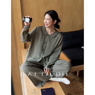ALINDM大码家居馆复古千鸟格睡衣女款纯棉胖mm慵懒风松弛感家居服