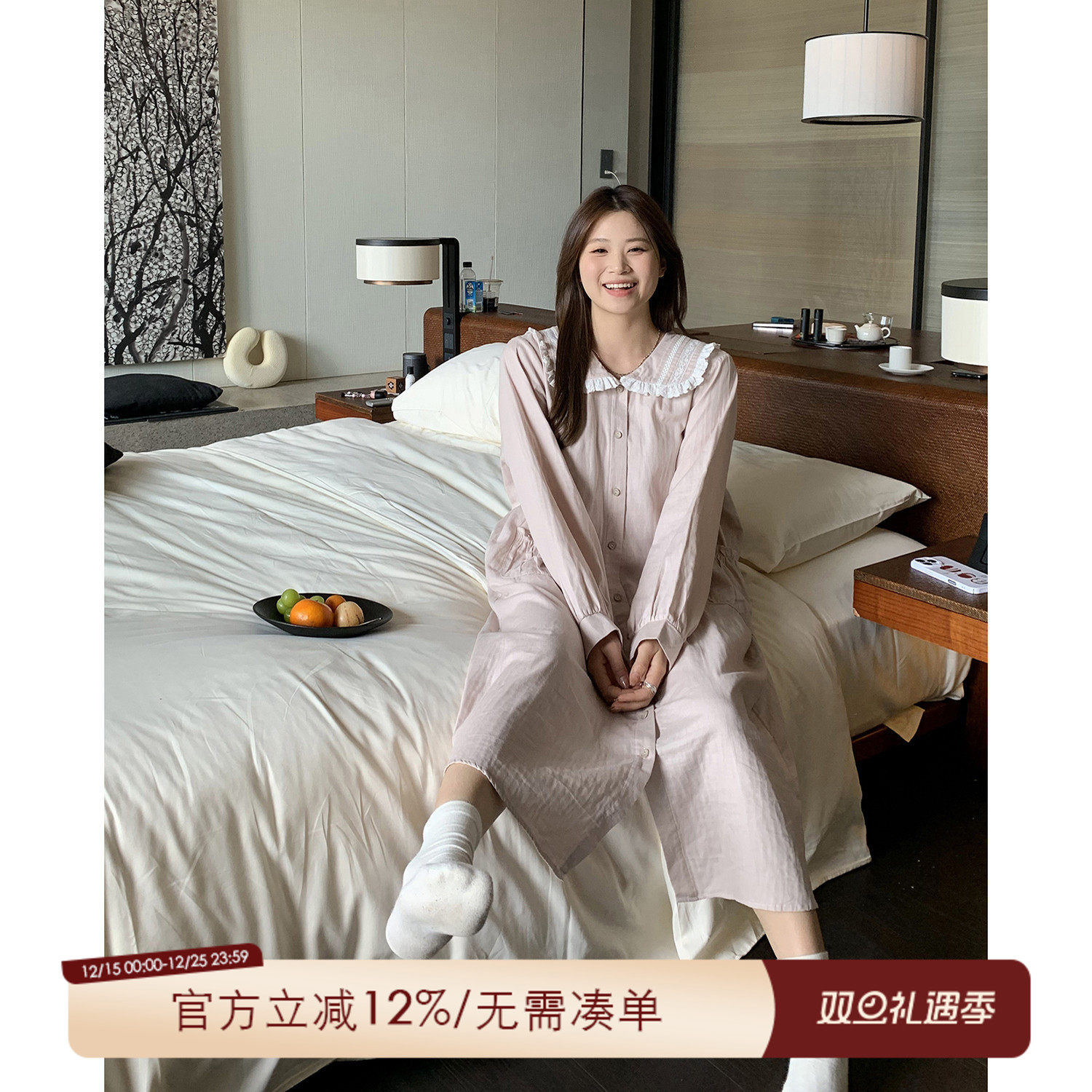 ALINDM大码家居胖妹妹200斤纯棉睡裙女款2025新款春季纯欲风睡衣