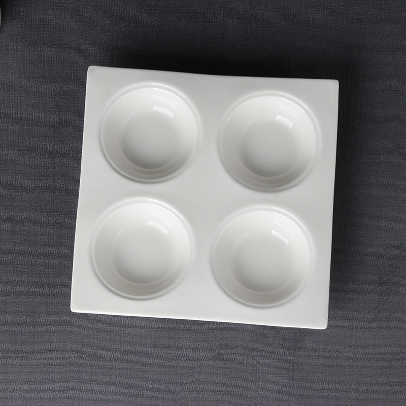 陶瓷四格凉菜配菜碟意境菜碟开胃前菜碟酒店私房菜豆腐花调料盘